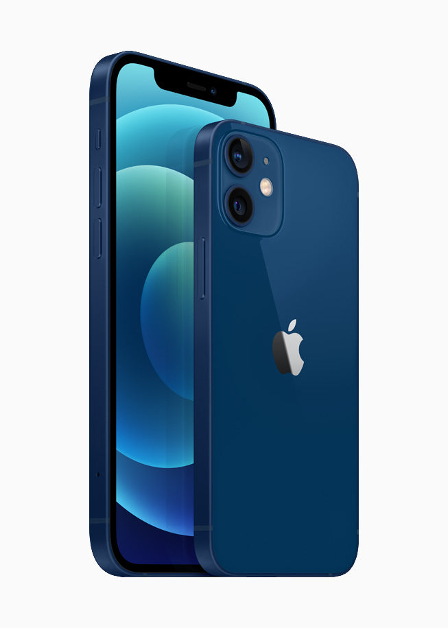 Refurbished iphone 12 mini blue front view